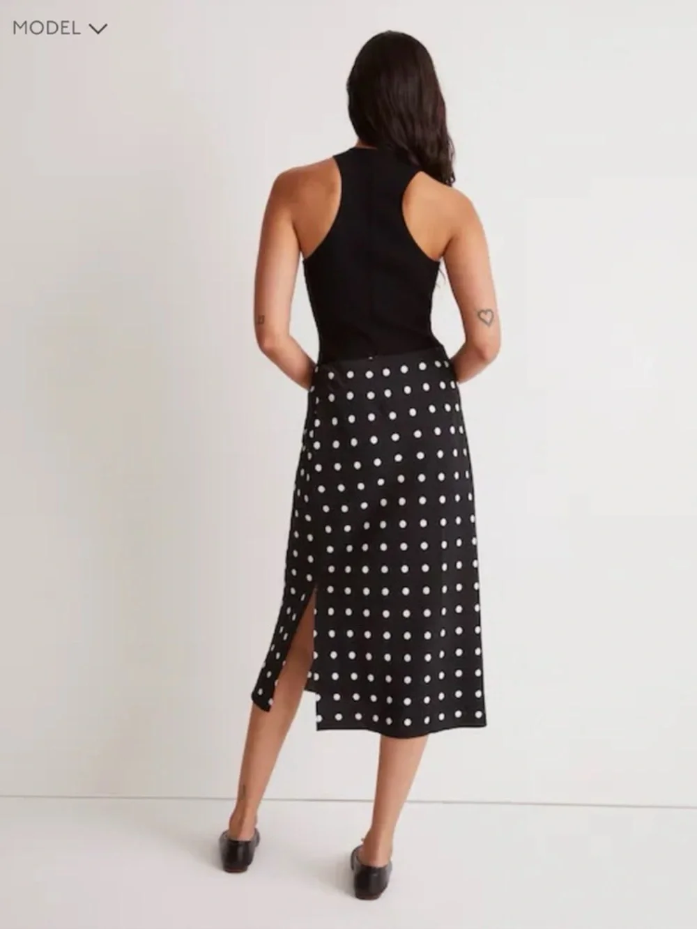 Madewell The Layton Midi Slip Skirt Polka Dot True Black - Picture 2 of 10